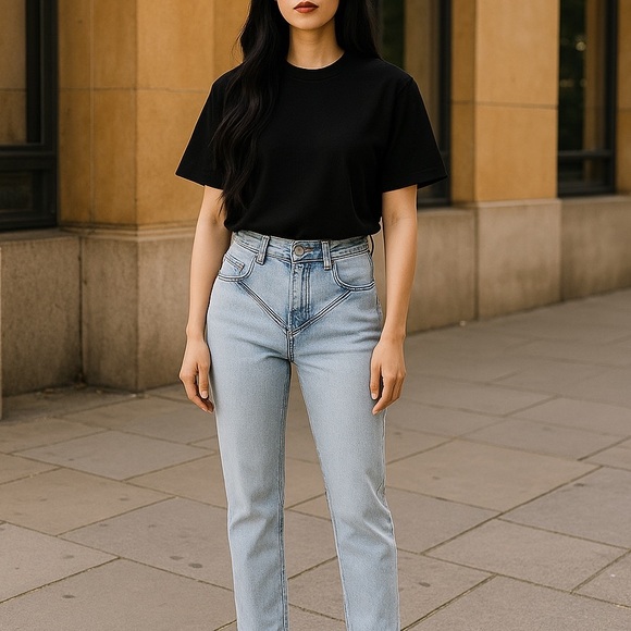 Sandro Denim - Sandro High Waisted Front Yoke Straight Leg Jeans In Light Wash | Size EU 36